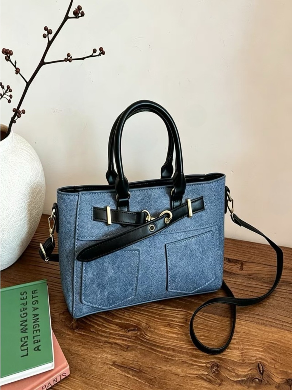 DENIM POCKET PATCH TOTE BAG